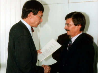 Minister Heinz Riesenhuber and Klaus Damian